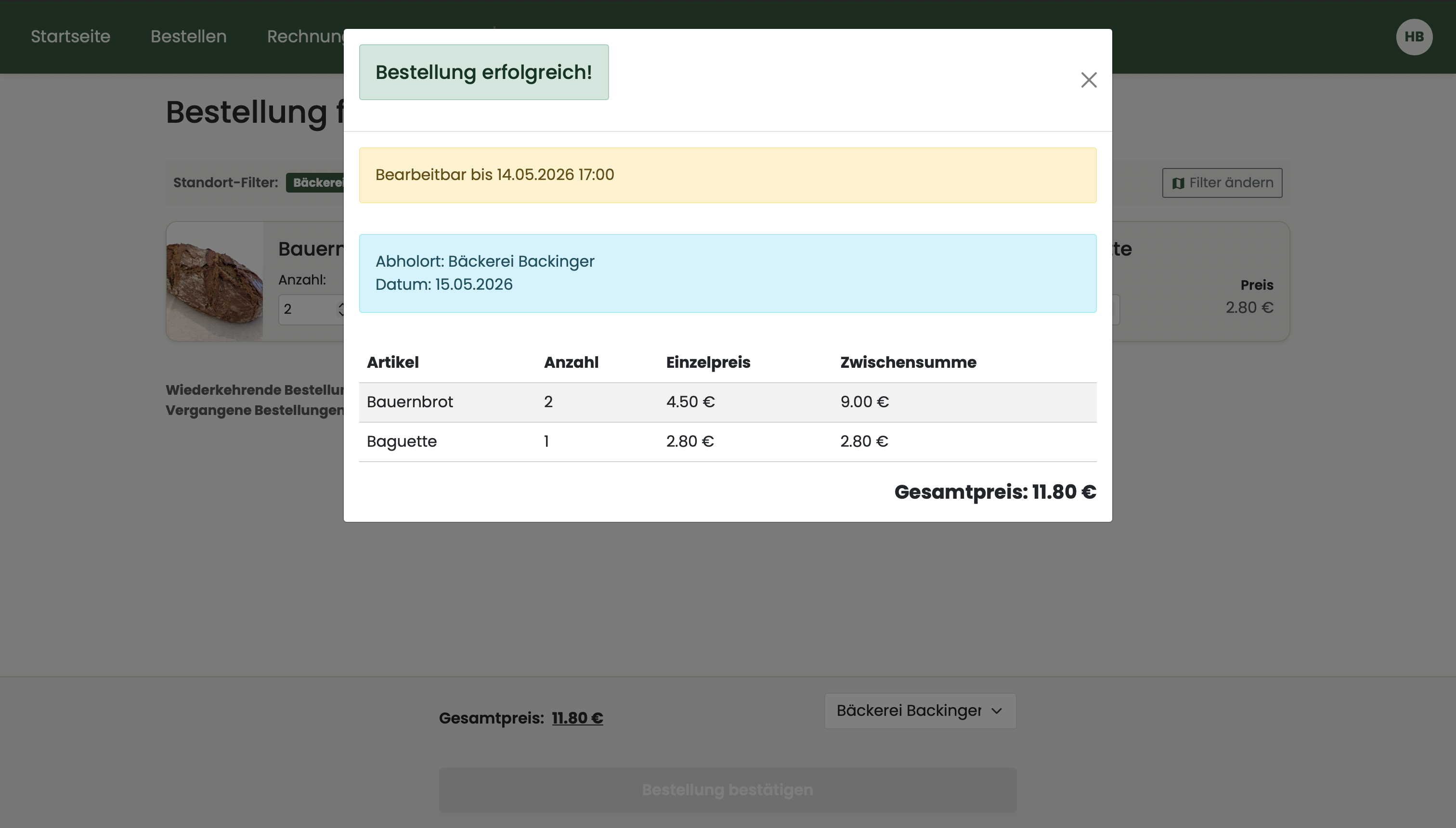 Einfaches Bestellen bei allen Betrieben